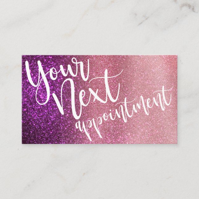 Magenta Pink Triple Glitzer Ombre Typografie Terminkarte (Vorderseite)