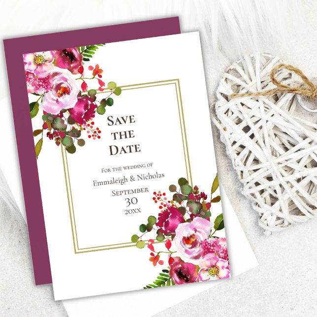 Magenta Pink Wedding speichern das Datum Einladung (Von Creator hochgeladen)