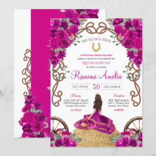 Magenta Pink Western Charro Quinceanera Einladung