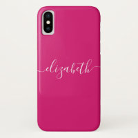 Magenta Pink White Modern Elegante Chic Script