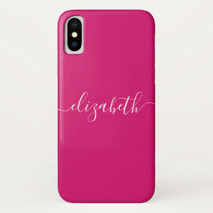 Magenta Pink White Modern Elegante Chic Script Case-Mate iPhone Hülle