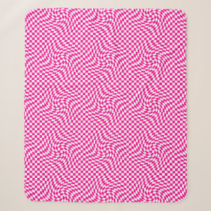 Magenta Pink & White Warped Chic Chic Chic Checks Sherpadecke