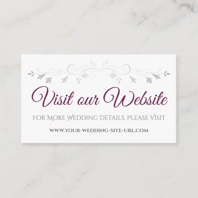 Magenta Plum Elegant Wedding Besuchen Sie unsere W Begleitkarte (Vorderseite)