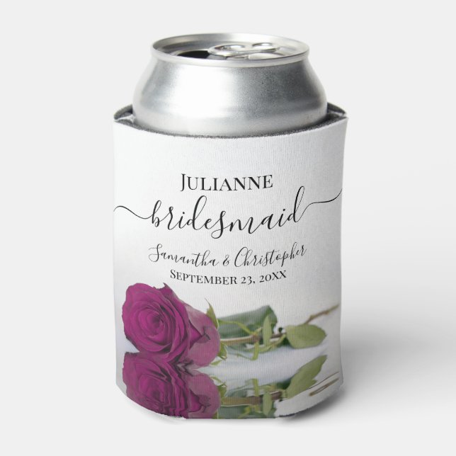 Magenta Plum Rose Elegante Hochzeitsfeier Dosenkühler (Kanne Vorderseite)