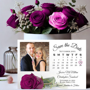 Magenta Plum Rose Elegante Hochzeitsskalender und  Save The Date