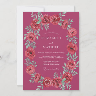 Magenta Polierter Formeller Hochzeit Einladung