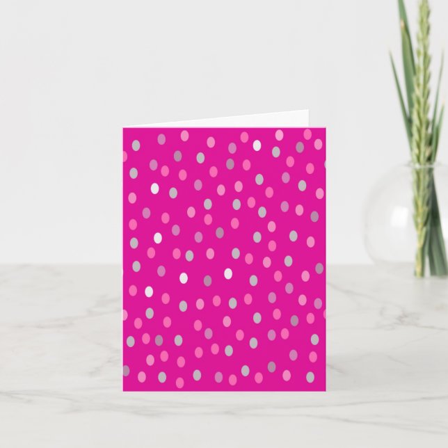 Magenta Polka Dots Karte (Vorderseite)