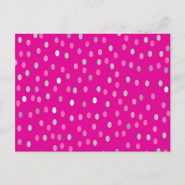 Magenta Polka Dots Postkarte (Vorderseite)