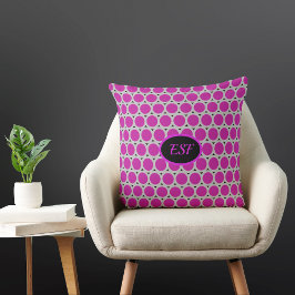 Magenta Pop Art Circles Throw Kissen