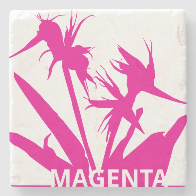 MAGENTA - Posavasos con Flor del paraíso en fucsia Steinuntersetzer (Vorderseite)