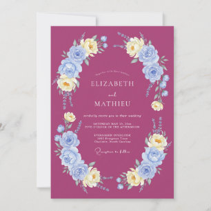 Magenta Prächtige Botanische Hochzeit Einladung