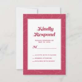Magenta Red Artistic Leaf | Modern kühne Abstrakt RSVP Karte