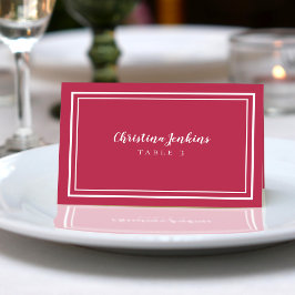 Magenta Red Chic Weddings Custom Guest Place Card Tischnummer