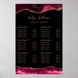 Magenta Red Gold Agate Preisliste Poster