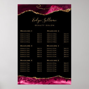 Magenta Red Gold Agate Preisliste Poster