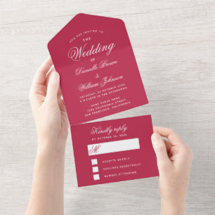 Magenta Red Simple Wedding Elegantes Script-UAWG All In One Einladung