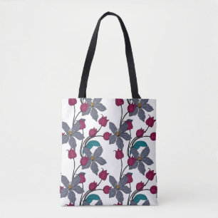 Magenta Retro-ethnisches elegantes Blumenmuster Tasche