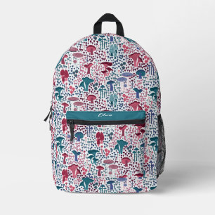 Magenta Retro Mushroom Bedruckter Rucksack