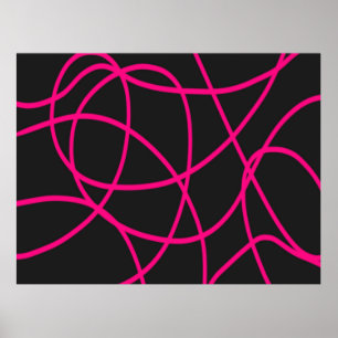 Magenta Ribbons auf schwarz Poster