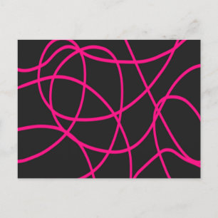 Magenta Ribbons auf schwarz Postkarte