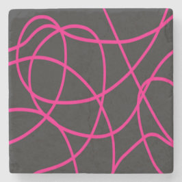 Magenta Ribbons auf schwarz Steinuntersetzer