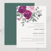 Magenta Rosa Aquarell Blumen Perlmutt Weiße Hochze