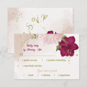 magenta rosa Blume grüne Blätter RSVP Karte