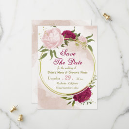 magenta rosa Blume grüne Blätter Save The Date