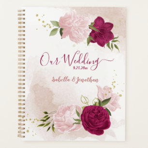 Magenta & rosa Blume Grüne Hochzeit Planer