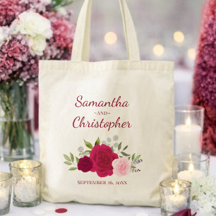 Magenta Rosa Boho Rosen Paarnamen Hochzeit Tragetasche