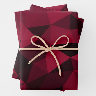 Magenta rosa, dunkelschwarze, geometrische Maschen Geschenkpapier Set