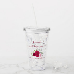Magenta Rosa Elegante Brautjungfer Hochzeit Acryltrinkbecher