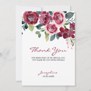 Magenta Rosa Floral Botanisch Dankeskarte