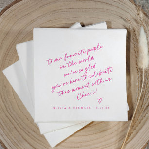Magenta Rosa Handschrift Liebesnotiz Stil Hochzeit Serviette