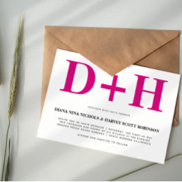 Magenta rosa Initialen fett Typografie Hochzeit Einladung