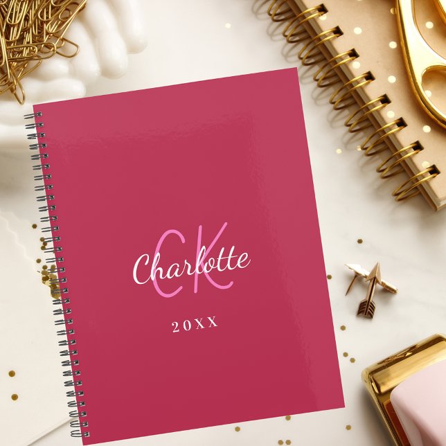 Magenta rosa Monogramm Initialen Name 2026 Planer (Von Creator hochgeladen)