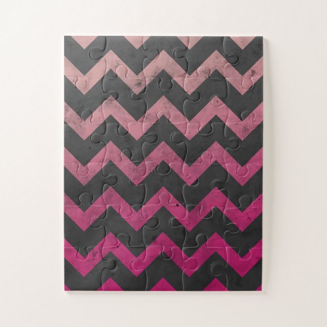 Magenta rosa Ober dunkelgrau Zickzack Muster (Vertikal)