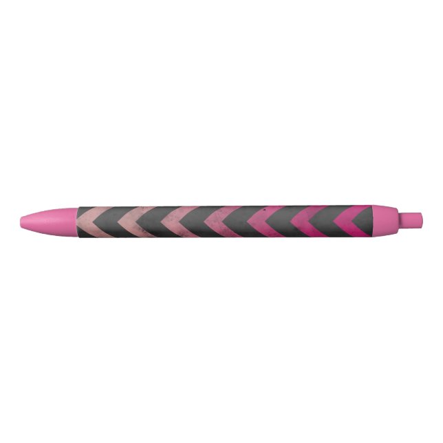 Magenta rosa Ober dunkelgrau Zickzack Muster Kugelschreiber (Vorderseite)