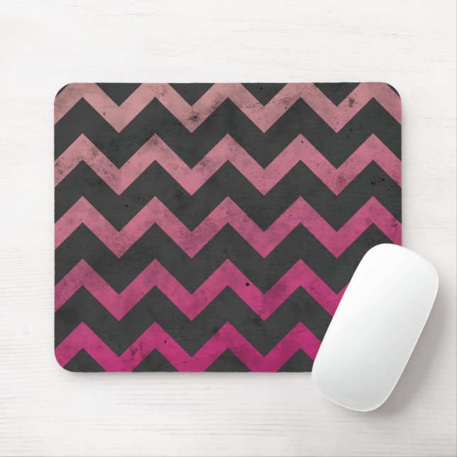 Magenta rosa Ober dunkelgrau Zickzack Muster Mousepad (Mit Mouse)
