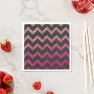 Magenta rosa Ober dunkelgrau Zickzack Muster Serviette