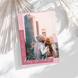 Magenta Rosa Schriftfoto Save-the-Date-Karte Save The Date