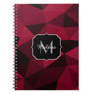 Magenta rosa Schwarz Geometrie Muster Monogram Notizblock