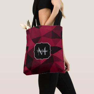 Magenta rosa Schwarz Geometrie Muster Monogram Tasche