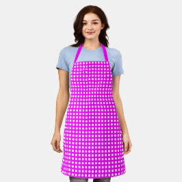 Magenta rosa, weißes Quadrat-Muster Schürze