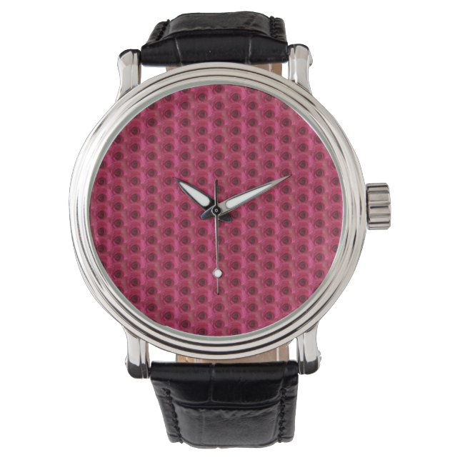 Magenta Rose - Modernes Blumendesign Armbanduhr (Vorderseite)