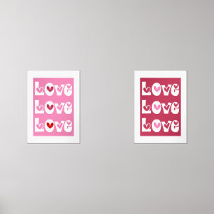 Magenta rose rétro LOVE typographie avec les coeur
