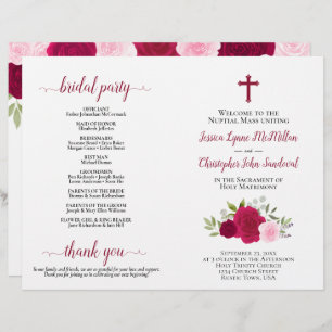 Magenta & Roses Roses Rose Programme de mariage ca