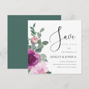 Magenta-Rot-Tonige Weiße Blumen Save The Date Einladung