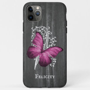 Magenta Rustic Butterfly Personalisiert Case-Mate iPhone Hülle