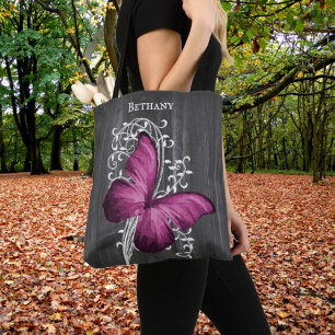 Magenta Rustic Butterfly Personalisiert Tote Bag Tasche